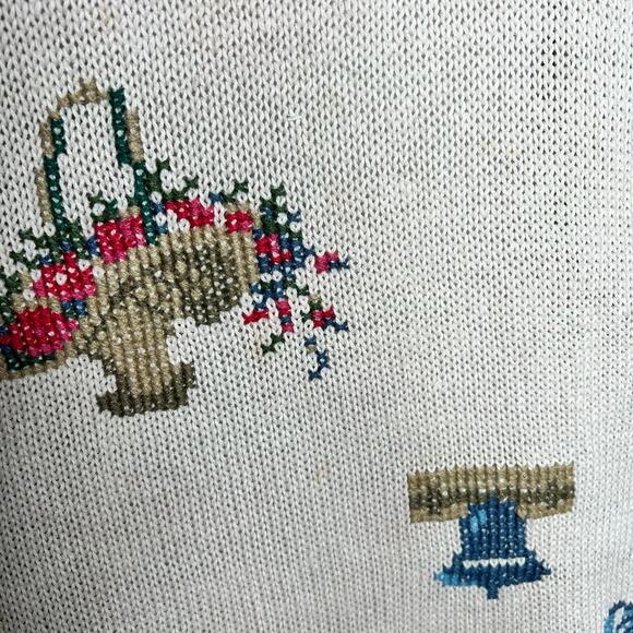 Vintage 90s Venezia Sweater 14/16 Grandmacore USA Flag Cross Stitch Cottagecore - Picture 10 of 10